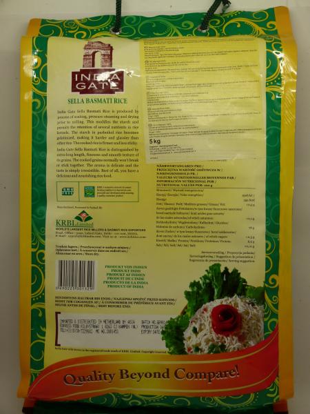 India Gate Sella Basmati Rice, Nettogewicht 5kg